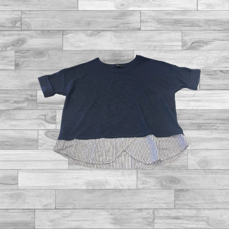 Top Short Sleeve By Tribal In Navy, Size: M