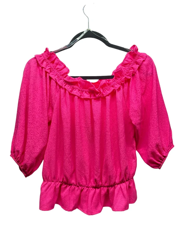 Blouse 3/4 Sleeve By Main Strip In Pink, Size: S