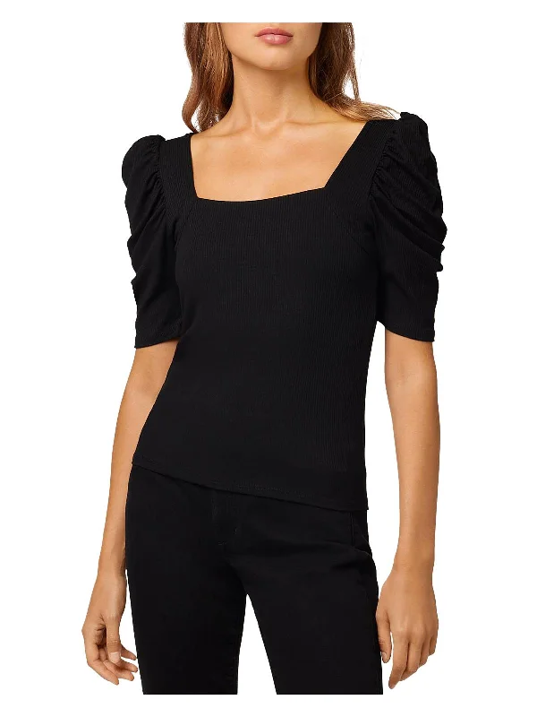 Monica Womens Square Neck Puff Sleeve Pullover Top